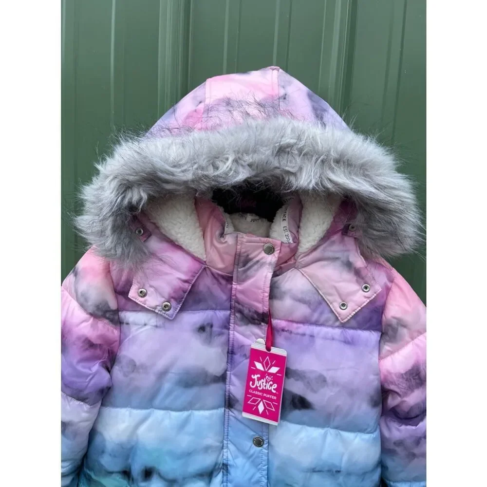 Girls Justice Matte Puffer Bomber Coat Size XL